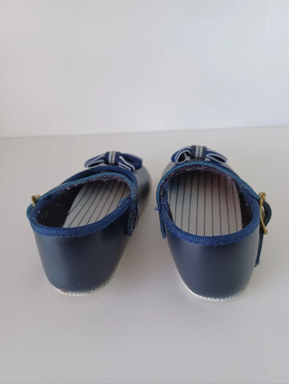 Vintage‎ 90s Baby Shoes Size 2 Blue And White With Bow Buckle Footwear Kids